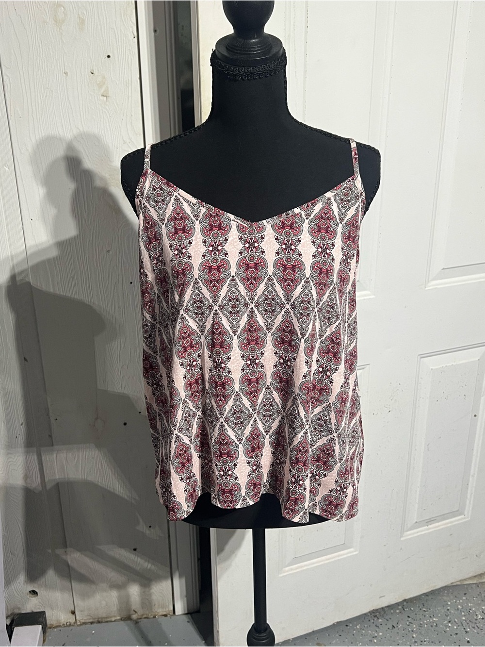 Hollister Pink & White Paisley-Print Spaghetti Strap Camisole